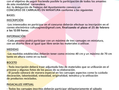 'Concurso virtual de carruajes en miniatura' en el #CarnavalEnCasa de Gines