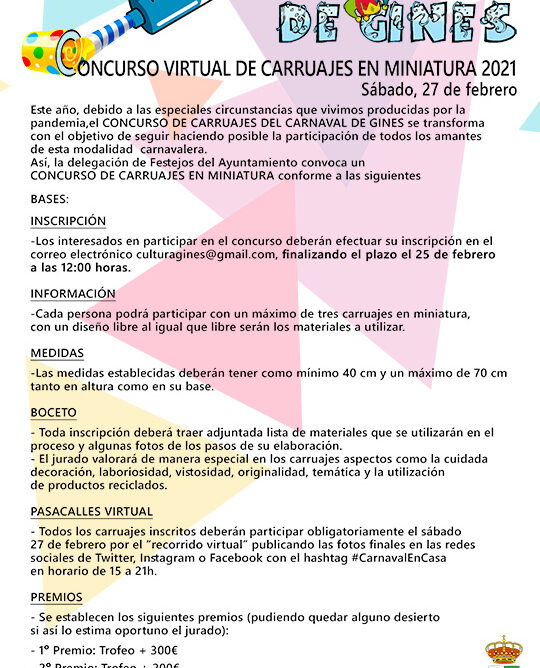 'Concurso virtual de carruajes en miniatura' en el #CarnavalEnCasa de Gines