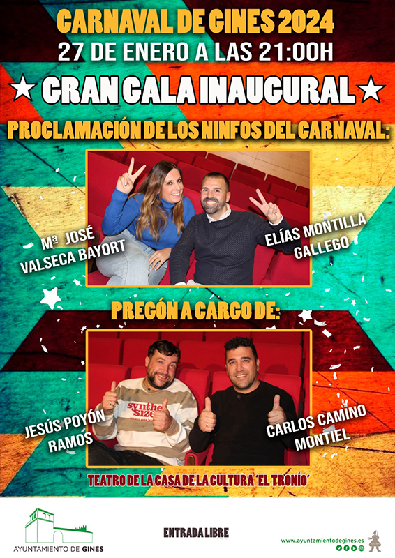 La Gran Gala Inaugural abrirá las puertas del Carnaval de Gines 2024 este sábado 27 de enero
