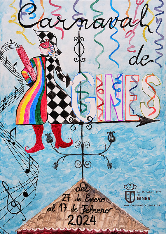 Ya se conoce el cartel anunciador del Carnaval de Gines 2024, obra de Rosa Pérez Álvarez