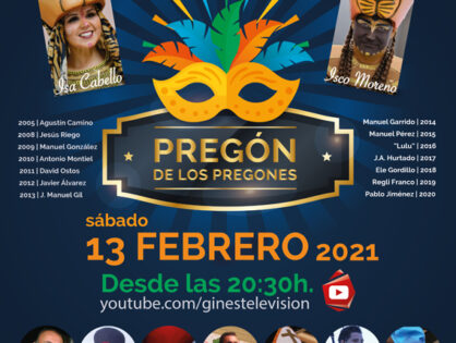 El 'Pregón de los pregones' inaugurará el sábado 13 de febrero el #CarnavalEnCasa